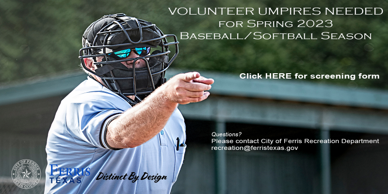 2023 - Spring Baseball/Softball Volunteer Umpires Needed